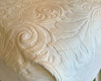 SOLD--custom king-sized ivory brocade coverlet with two king shams