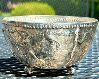 $350; silver plated bowl by EF Caldwell & Co from New York; 4.25x2.5