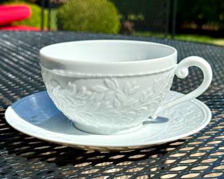 ALL SOLD; 72 pieces of Bernardaud "Louvre" Limoges every day china; pictured are the coffee cup and saucer; sells new for $4400.