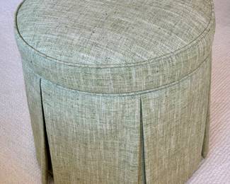 SOLD - custom upholstered swivel vanity or desk stool with pleated skirt; 20x19.5