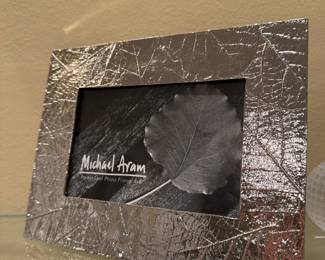 $56; silver leaf imprinted Michael Aram 4x6 frame; overall size: 8x6.25