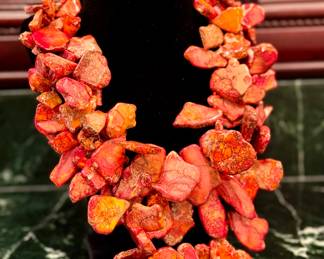 $1000; three strand chunky orange jasper necklace by Nest