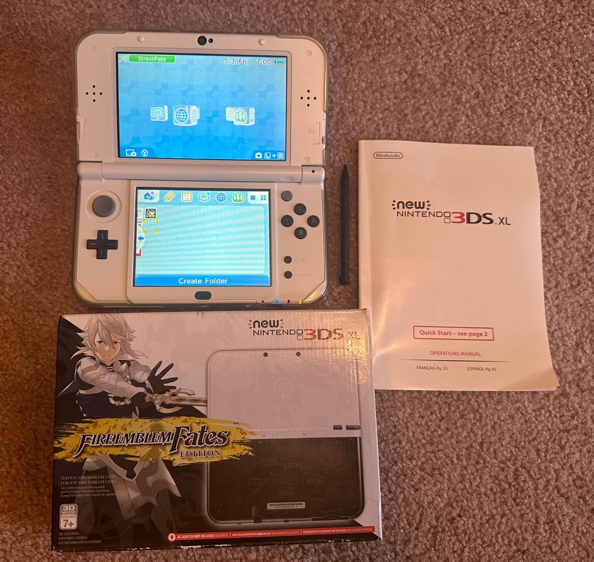 Rare New Nintendo 3DS XL Fire Emblem Fates Edition with Box, Manual and Stylus