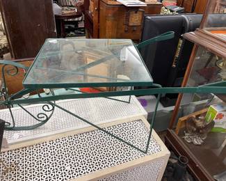 Wheel barrow garden table