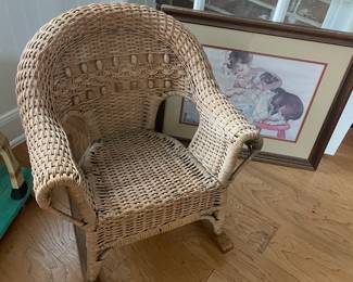 childs vintage rattan chair 