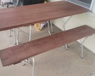 Old school fold up table and benches
