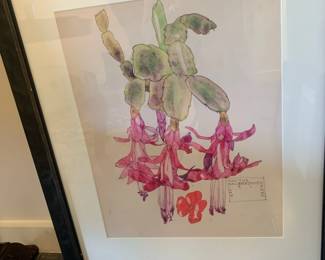 Beautifully framed collectin of Charles Rennie MacIntosh flower drawings reproduced by University of Glasgow