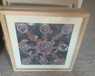 Collection of framed Aboriginal prints