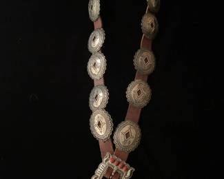 Sunshine Reeves (Navajo 1966-) sterling and coral concho belt
