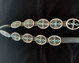 Vintage sterling and turquoise concho belt