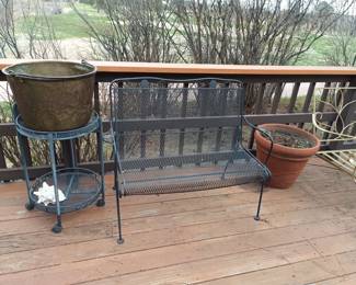 More patio furniture, copper pot and clay pot