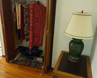 Table linens, side table and lamp