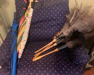Blue Side chair, Large Feather Dusters