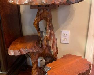 VTG 3 Tier Table Live Edge Thick Natural Burled Wood  Root - Brutalist Tree 