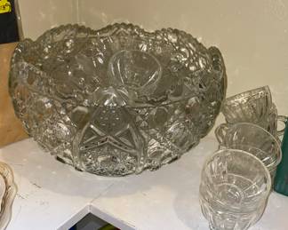 Punch Bowl with Stand and Cups