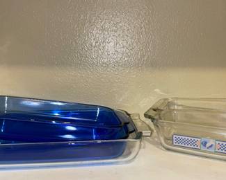 Blue and clear Casserole Dishes, Meatloaf Bake ware