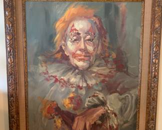 Oil Painting of Clown by Houston Artist Marge Brichler