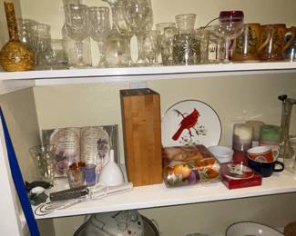 Wines Glasses, Pie Plates, Wood Knife Block