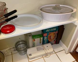 Food Saver Food Saver bags, Microwave Potato Chip Crisper, Corning Ware French White Bake Dishes