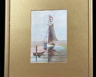 Sailboat watercolor by Rudisell
