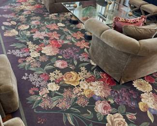 Very Large Impressive Formal Hooked Area Rug Immaculate Condition 14x22