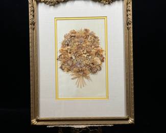 Great old framed piece of Kansas wildflowers under glass