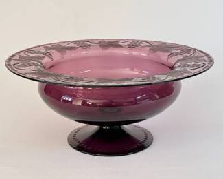 Antique Centerpiece Amethyst Glass Fruit Bowl