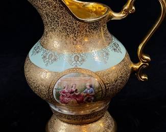 14k gilt porcelain pitcher