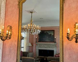 Large elaborate gilt French mirror