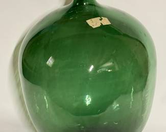 Antique LARGE green glass bottle with cork