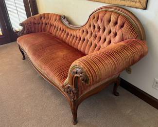 Fun reupholstered Victorian fainting couch