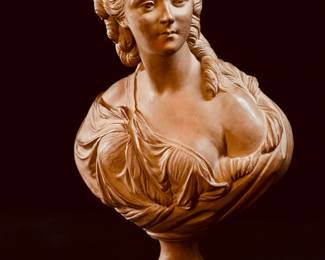 French Borghese Lovely Figurine of a French Maiden Bust in Terracotta