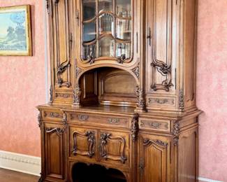 MONUMENTAL Antique French Standing Breakfront Cabinet