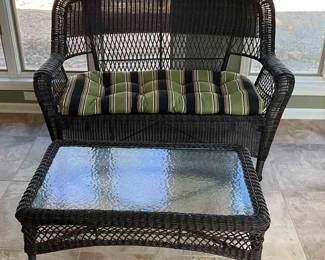 Wicker Loveseat and Table