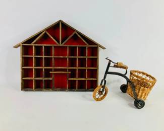 Wood Trinket Shelf & Vintage Style Decorative Bicycle