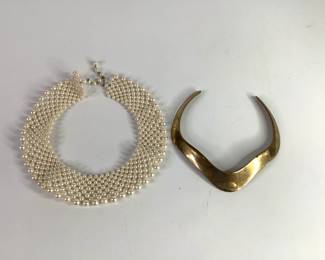 Princess Necklace and Gold Tone Collar Necklace