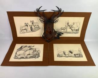 D. Noel Smith Lithographs & Metal Deer Decor