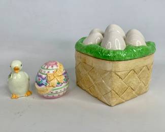 Ceramic Egg Basket & Salt/Pepper Shakers
