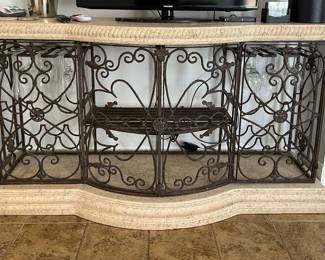 Marble and wrought iron wine buffet