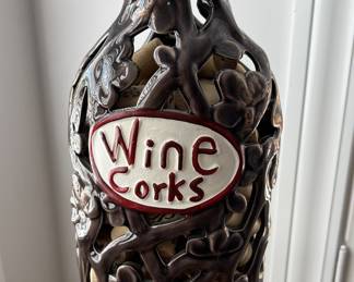 Clay wine cork holder