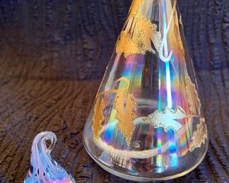 Gorham glass oil lamp (left) and art glass teardrop (right)