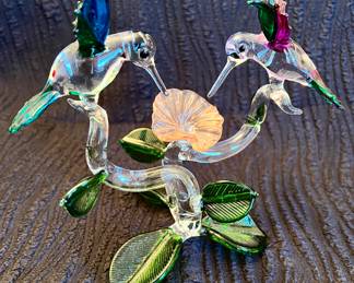 Blown glass hummingbird figurine