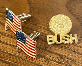 Patriotic cufflinks and lapel pin