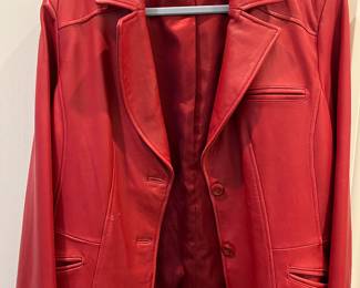 Women's red leather blazer