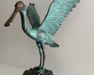 San Pacific International bronze pelican on marble base (approx. 12" tall)