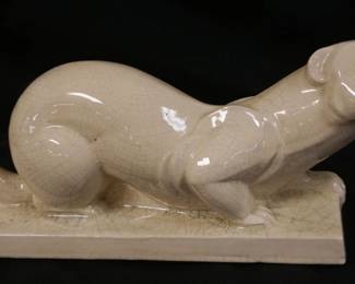 1020	LOUIS FONTINELLE GLAZED POTTERY FIGURE OF A WEASEL, APPROXIMATELY 17 IN X 4 IN X 6 1/2 IN H, SIGNED
