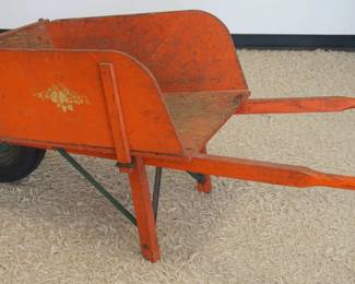 1206	COUNTRY WOOD PAINT DECORATED WHEEL BARROW, APPROXIMATELY 27 IN X 62 IN X 26 IN H, WITH REMOVABLE SIDES
