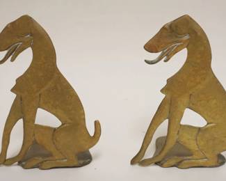 1021	ART DECO BRASS DOG BOOKENDS, EACH APPROXIMATELY 5 IN X 7 1/2 IN H
