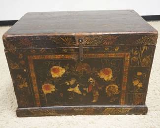 1177	FLORAL PAINT DECORATED ANTIQUE WOOD STORAGE CHEST/BOX, APPROXIMATELY 35 IN X 23 IN X 23 IN HIGH
