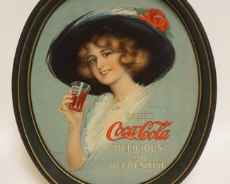 1118	ANTIQUE 1912 COCA-COLA TIN SERVING TRAY, PASSAIC METAL WARE CO, PASSAIC NJ, COPYRIGHT 1912 WOLF & CO, APPROXIMATELY 12 1/2 IN X 15 1/4 IN, NICE & CLEAN
